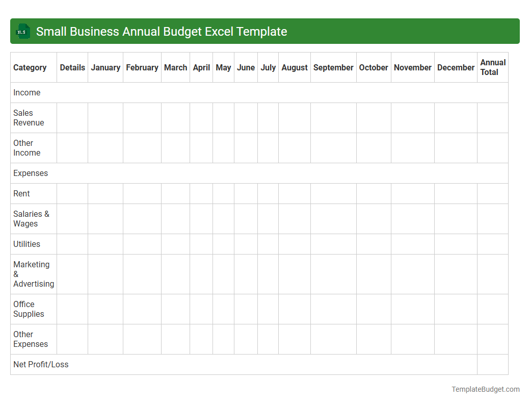 Small Business Annual Budget Excel Template