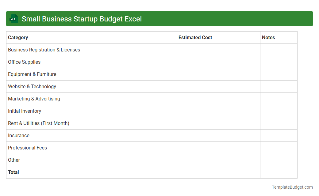 Small Business Startup Budget Excel