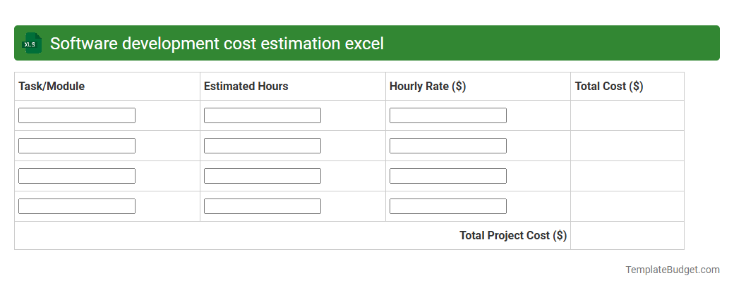 Software development cost estimation excel