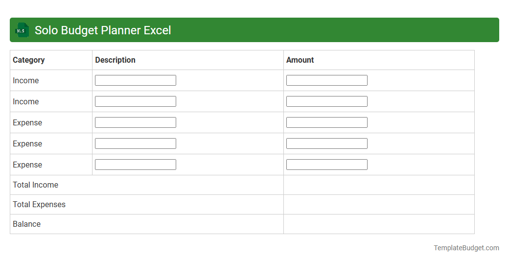 Solo Budget Planner Excel