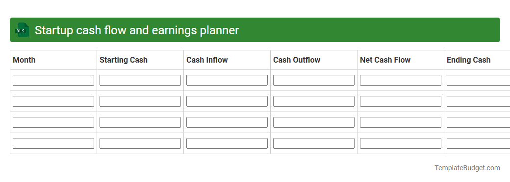 Startup cash flow and earnings planner
