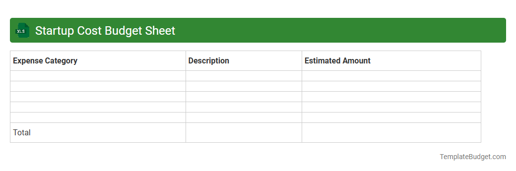 Startup Cost Budget Sheet
