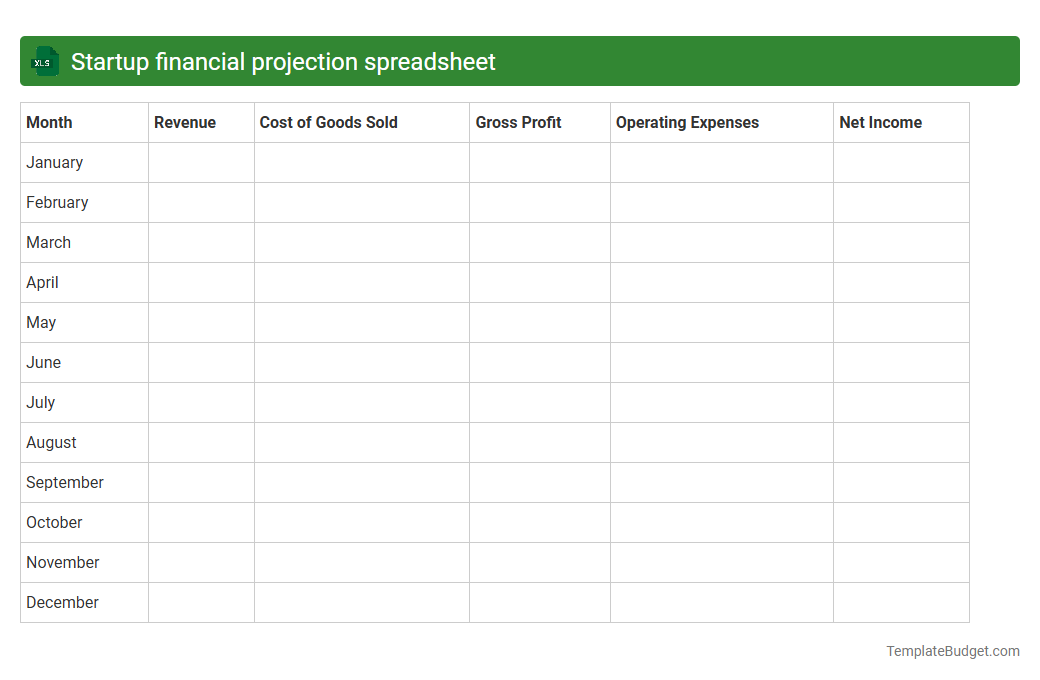 Startup financial projection spreadsheet
