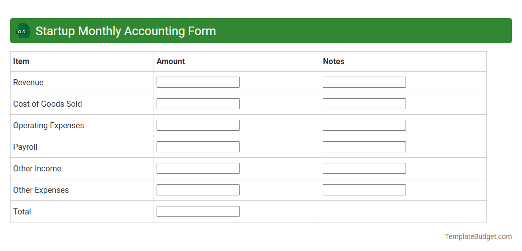 Startup Monthly Accounting Form