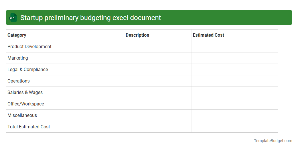 Startup preliminary budgeting excel document