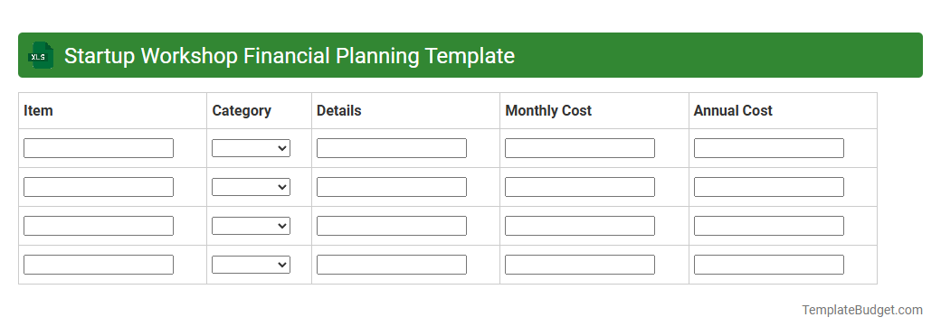 Startup Workshop Financial Planning Template