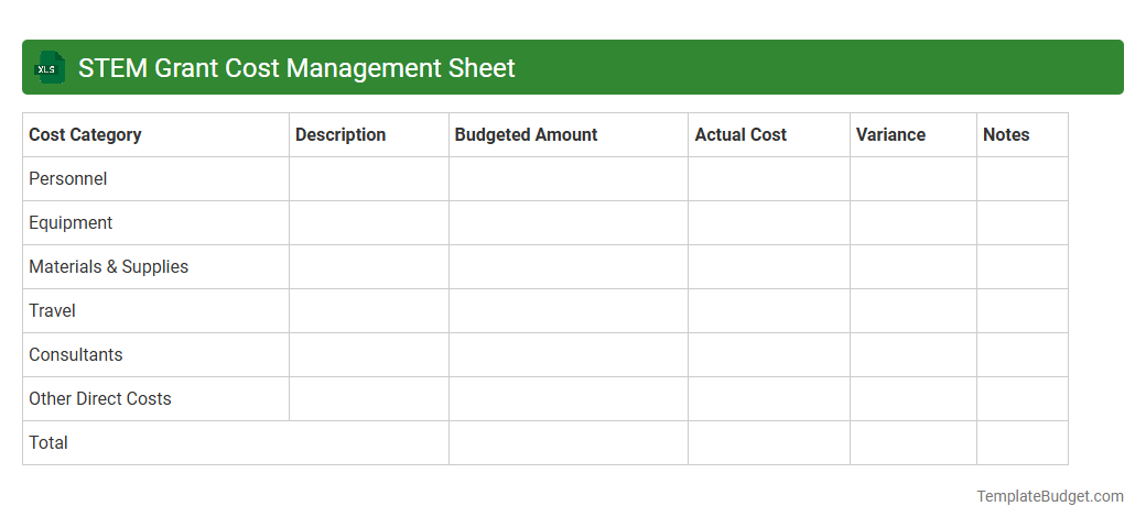 STEM Grant Cost Management Sheet