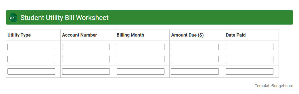 Student Utility Bill Worksheet