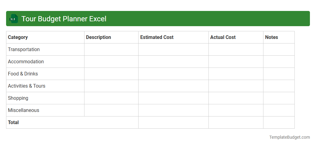 Tour Budget Planner Excel