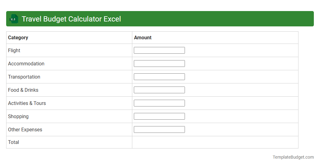 Travel Budget Calculator Excel