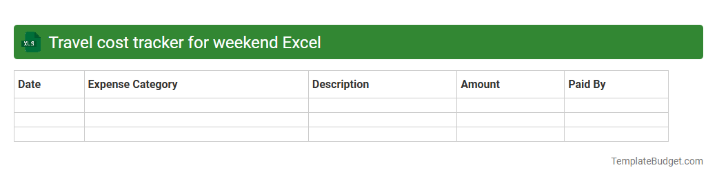 Travel cost tracker for weekend Excel