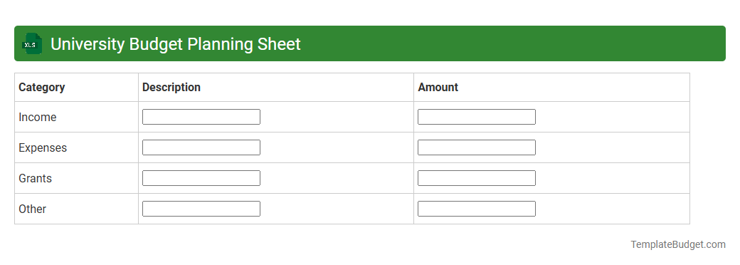University Budget Planning Sheet