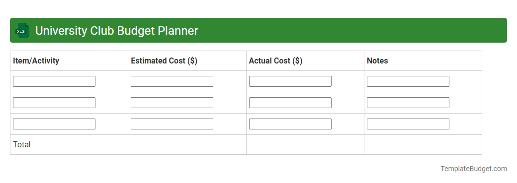 University Club Budget Planner