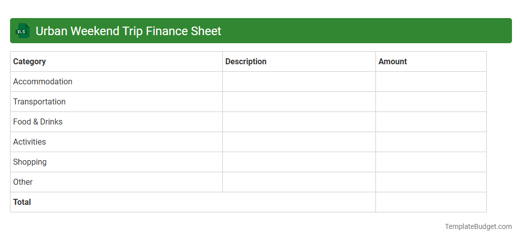Urban Weekend Trip Finance Sheet