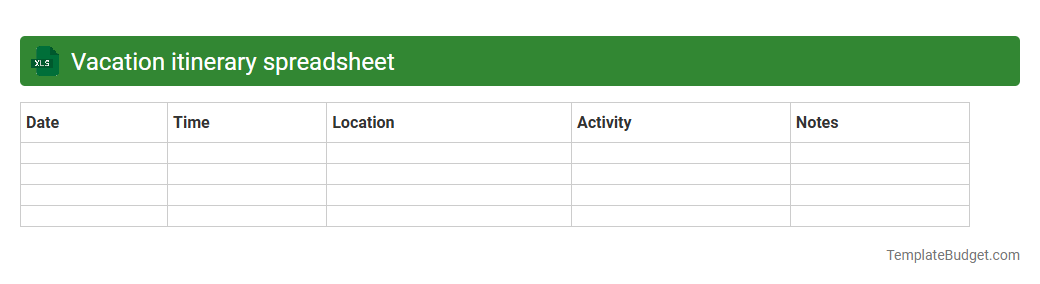 Vacation itinerary spreadsheet