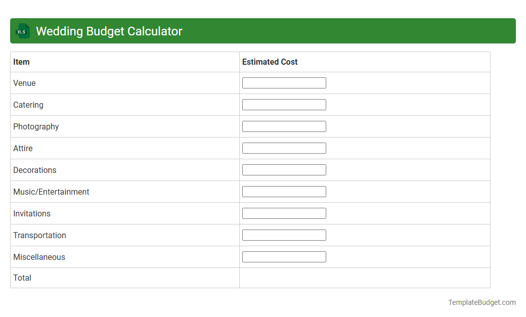 Wedding Budget Calculator