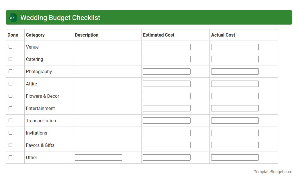 Wedding Budget Checklist