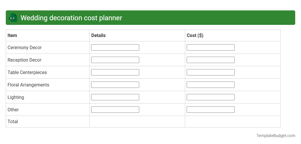 Wedding decoration cost planner