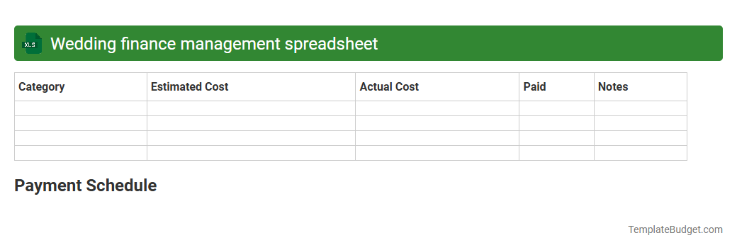 Wedding finance management spreadsheet