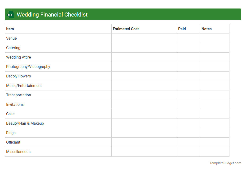 Wedding Financial Checklist