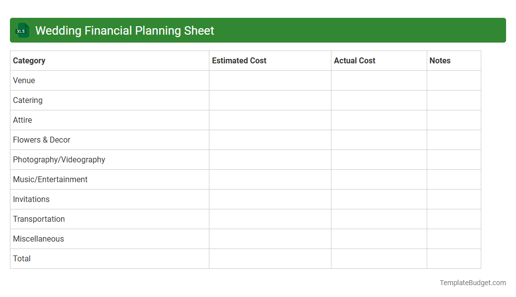 Wedding Financial Planning Sheet