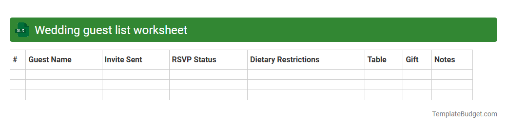 Wedding guest list worksheet