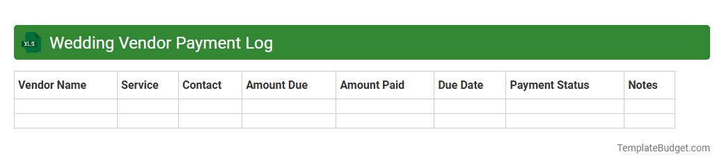 Wedding Vendor Payment Log