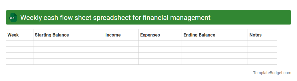 Weekly cash flow sheet spreadsheet for financial management