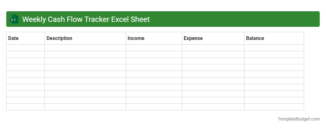 Weekly Cash Flow Tracker Excel Sheet