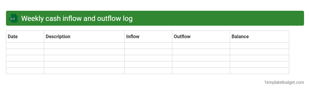 Weekly cash inflow and outflow log