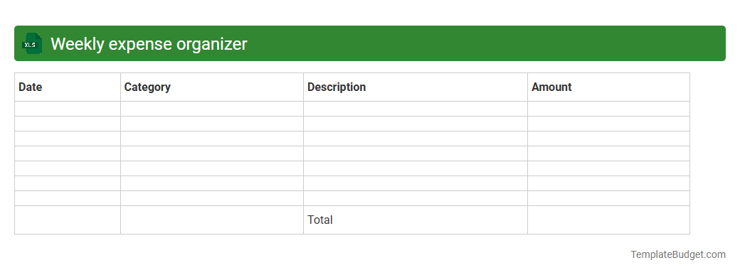 Weekly expense organizer