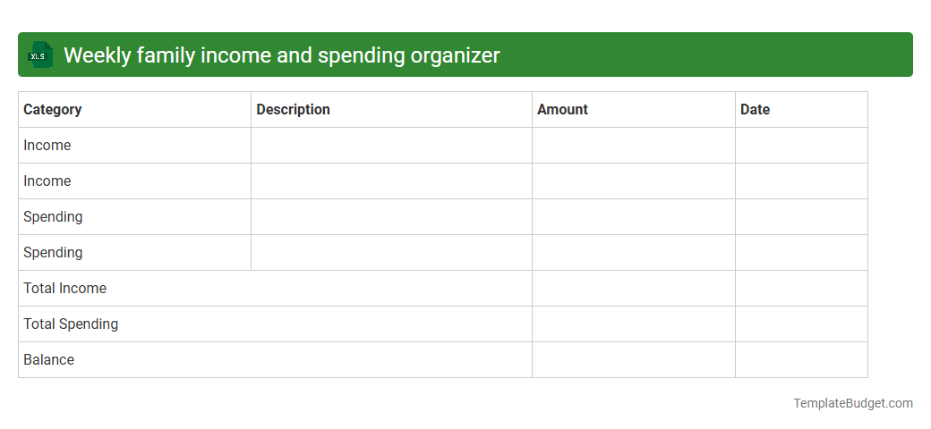 Weekly family income and spending organizer