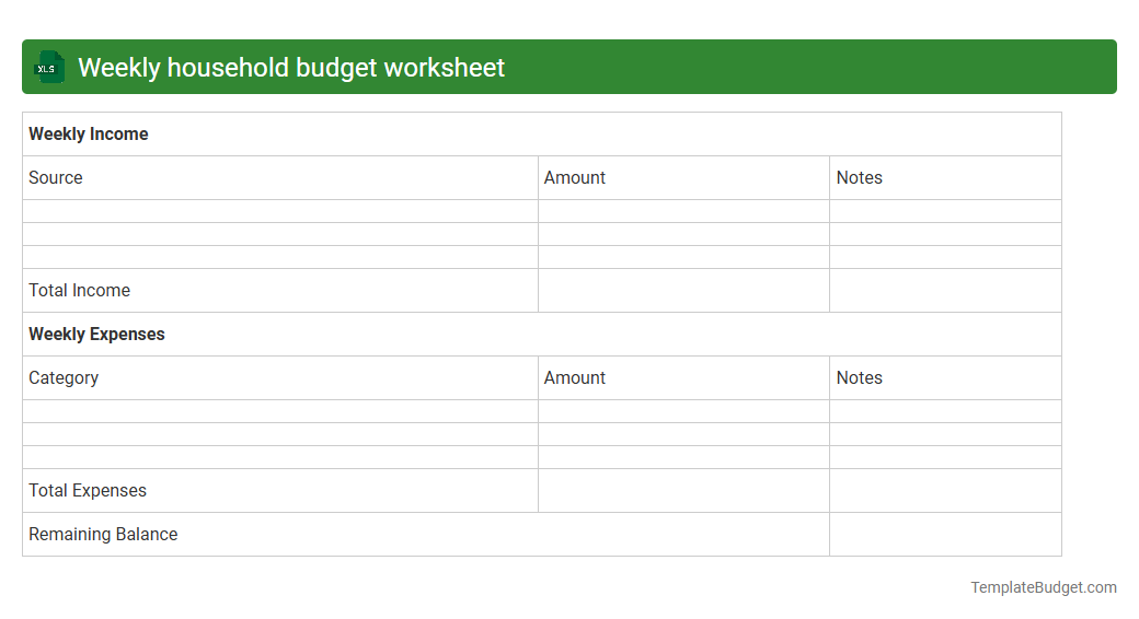 Weekly household budget worksheet