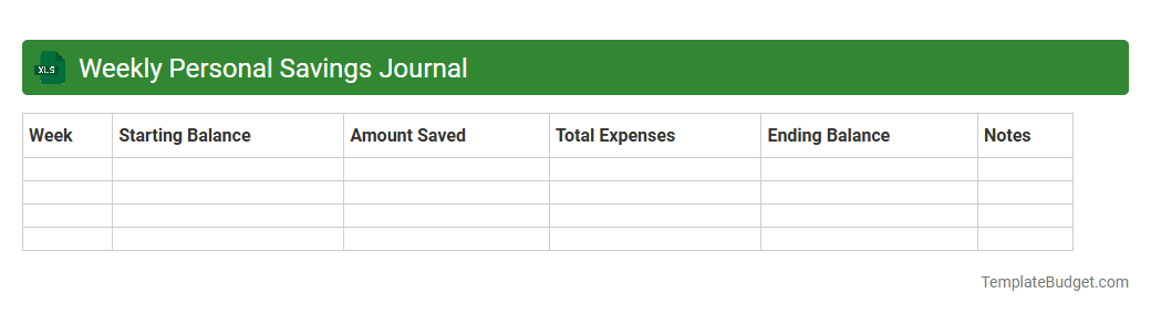 Weekly Personal Savings Journal