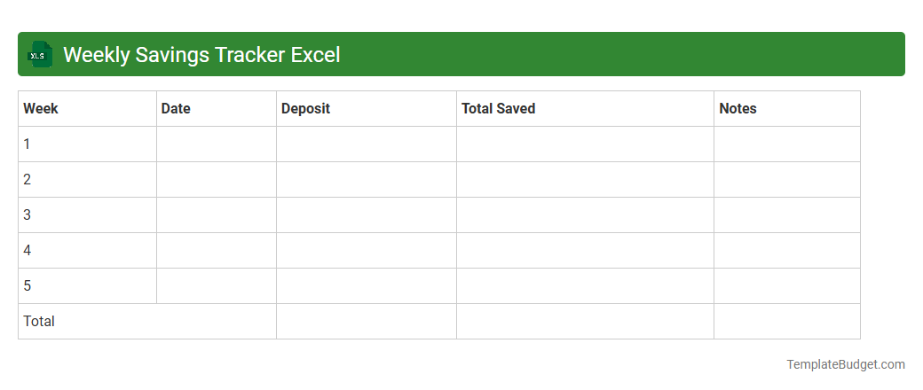 Weekly Savings Tracker Excel