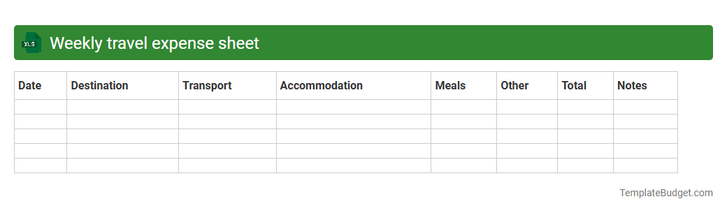 Weekly travel expense sheet
