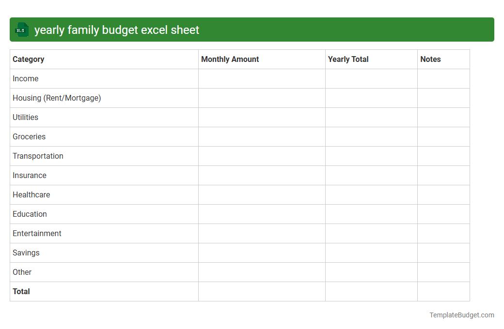 yearly family budget excel sheet