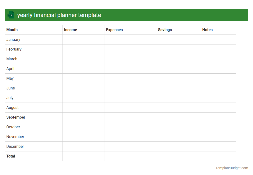yearly financial planner template