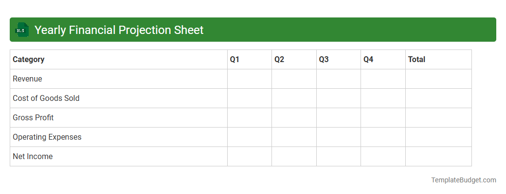 Yearly Financial Projection Sheet