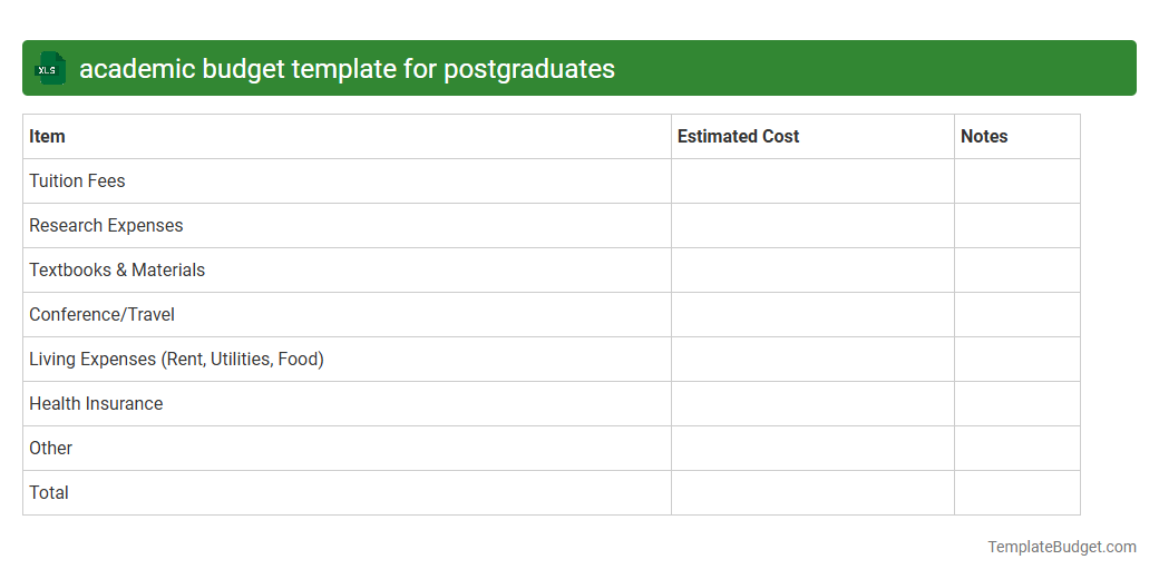 academic budget template for postgraduates