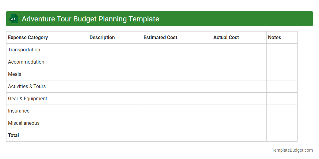 Adventure Tour Budget Planning Template
