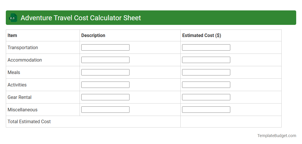 Adventure Travel Cost Calculator Sheet