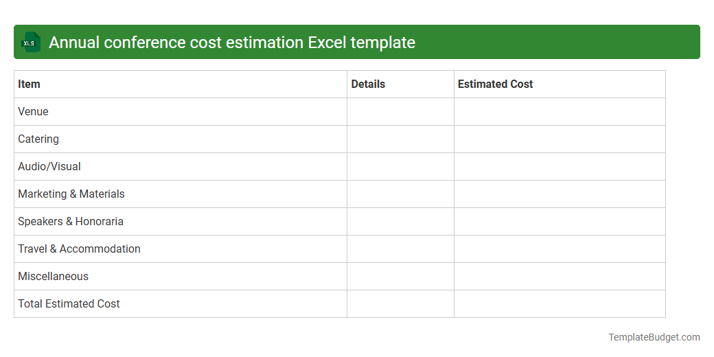 Annual conference cost estimation Excel template