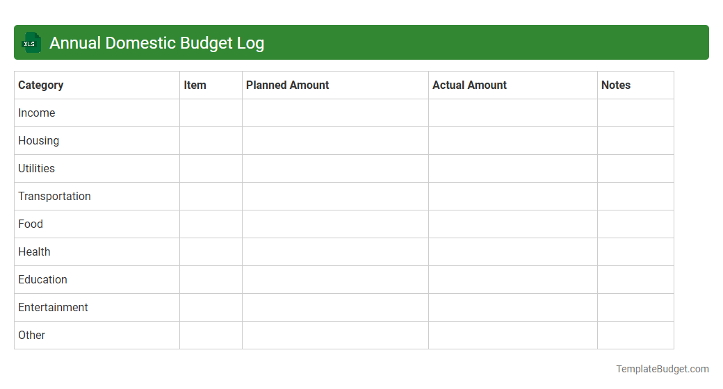 Annual Domestic Budget Log