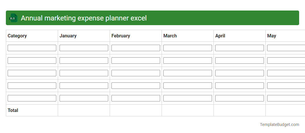 Annual marketing expense planner excel