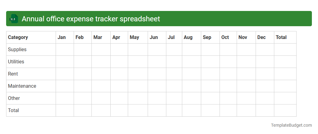 Annual office expense tracker spreadsheet