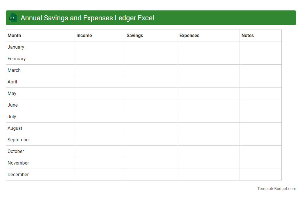 Annual Savings and Expenses Ledger Excel