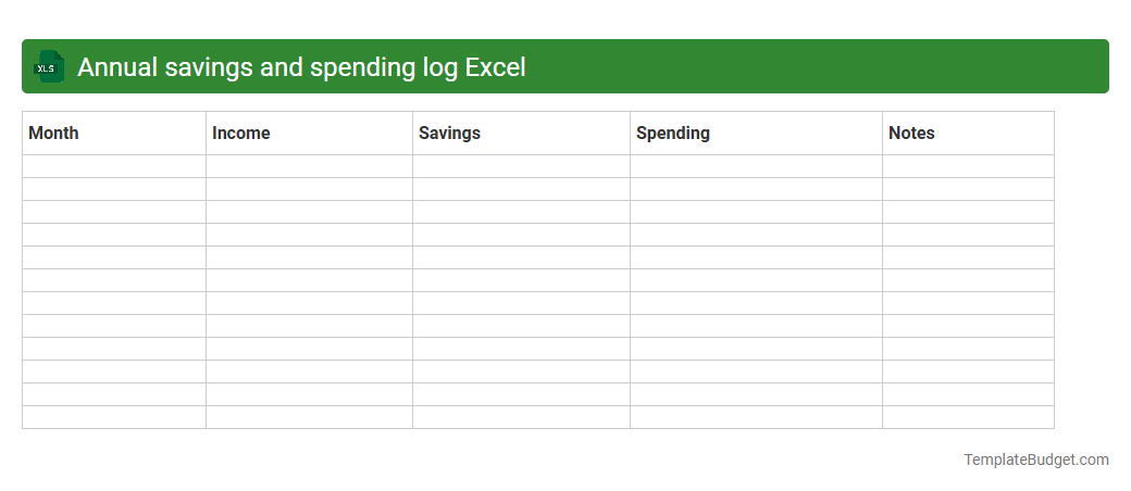Annual savings and spending log Excel
