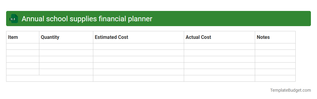 Annual school supplies financial planner
