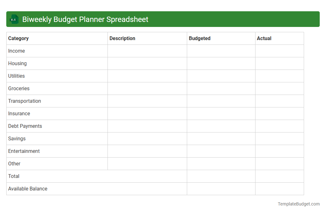 Biweekly Budget Planner Spreadsheet